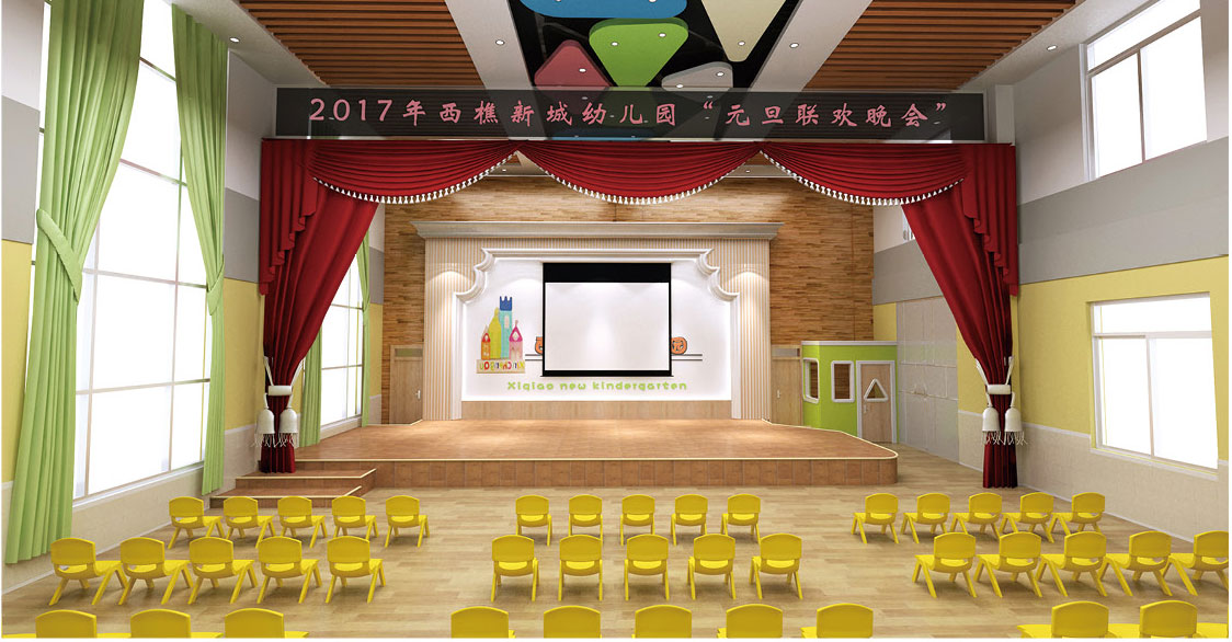 中國(guó)田園風(fēng)系列-幼兒園音樂(lè)禮堂裝修效果